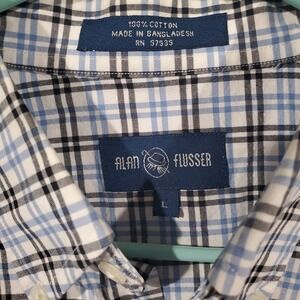Alan Flusser Men's Shirt Size L Long Sleeve Button Up Plaid Multicolor Blue